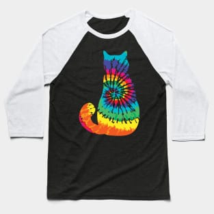 Tie Dye Cat Retro Pattern Baseball T-Shirt